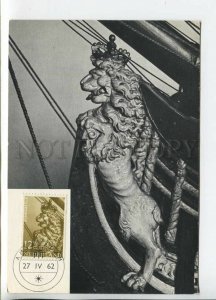 450869 Netherlands 1962 First Day maximum card Coat of arms Lion on the prow