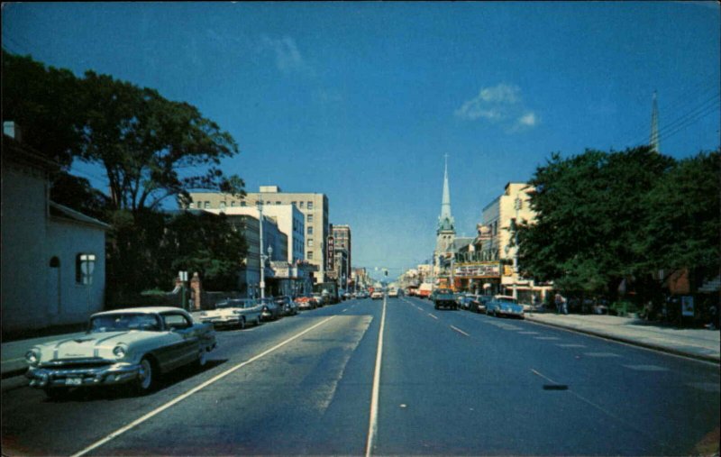 Portsmouth Virginia VA Classic 1950s Cars Truck Street Scene Vintage Postcard