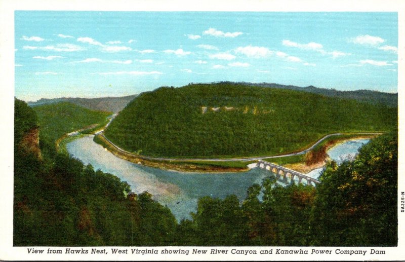 West Virginia View From Hawks Nest Showing New River Canyon & Kanawha Power C...