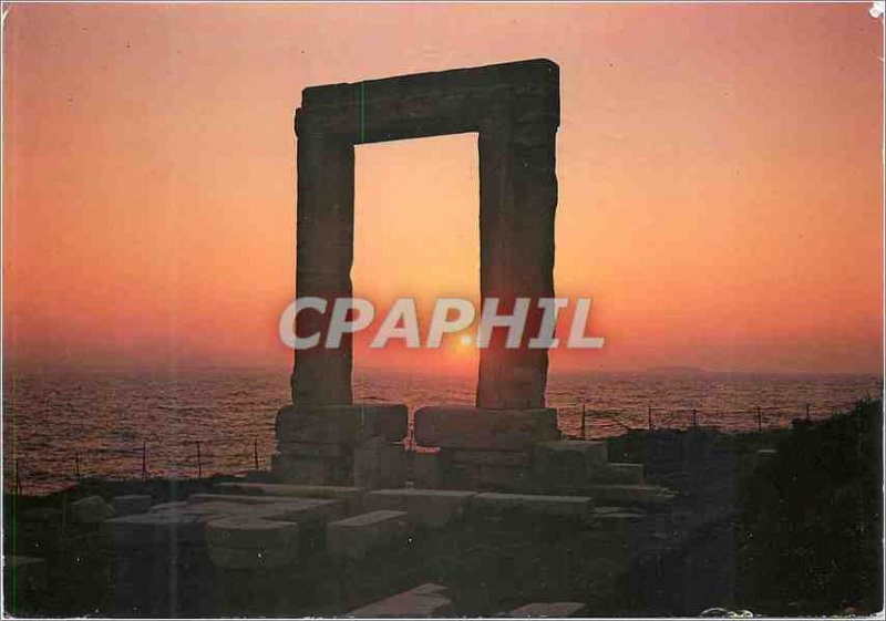 Modern Postcard Naxos Sunset has Portara Temple of Apollo