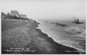 Incoming Tide At Aldeburgh Suffolk Boat Old Real Photo Postcard