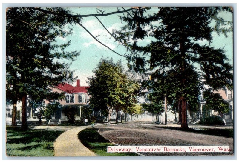 1910 Driveway Vancouver Barracks Dirt Road Tree Vancouver Washington WA Postcard