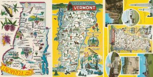 Greetings From Vermont 3x Map Postcard s