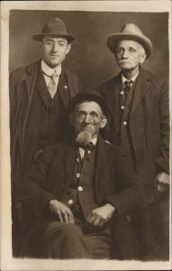 Three Men Generations ? Father Son Grandfather c1910 Studio Portrait RPPC PC