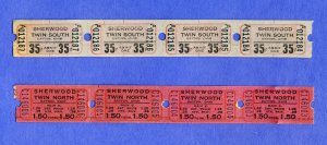 8 Sherwood Twin Drive-In Movie Theatre Tickets, Dayton, Ohio/OH, 1960's?