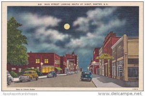 South Carolina Sumter Main Street Looking South At Night