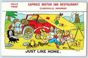 c1940 Clarksville Arkansas AR Postcard Hello From Caprice Motor Inn Restaurant