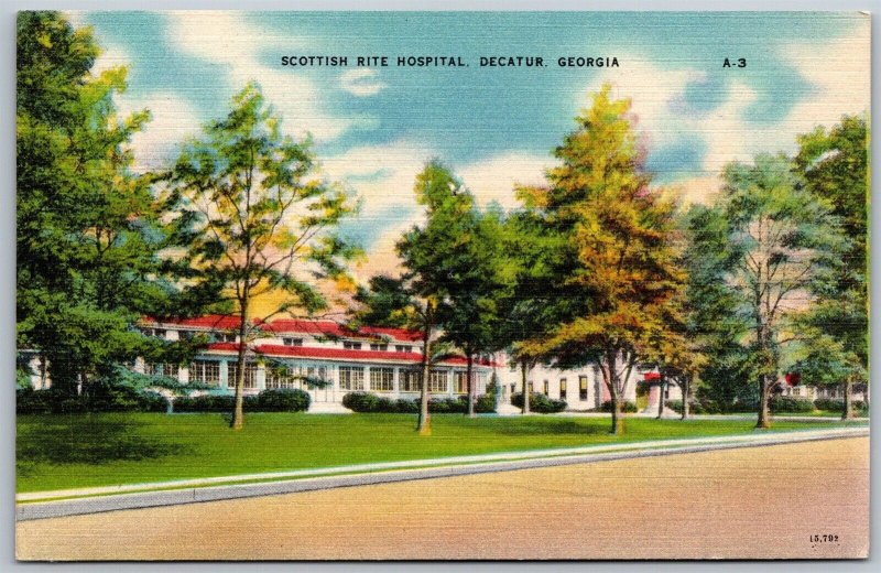 Vtg Decatur Georgia GA Scottish Rite Hospital 1930s Old Linen View Postcard