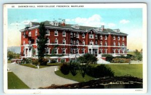 FREDERICK, Maryland MD ~ Shriner Hall HOOD COLLEGE 1933 Postcard