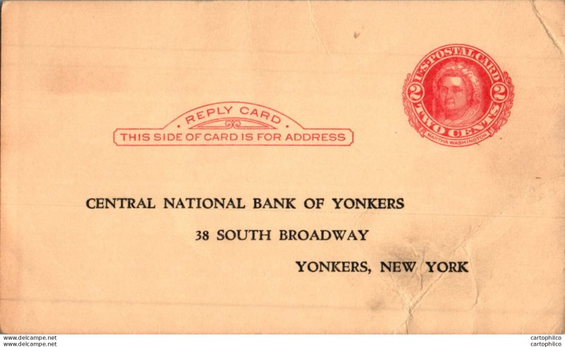 US Postal stationery 2c Central National bank of Yonkers New York