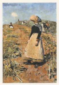 Edward Walton Victorian Berkshire Field Workers Painting Postcard