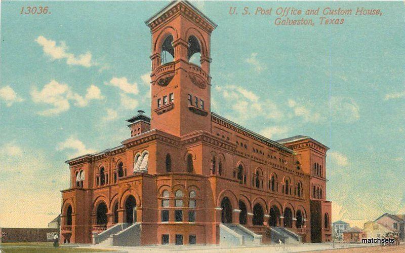 C-1915 GALVESTON TEXAS US Post Office Custom House Acmegraph postcard 1843