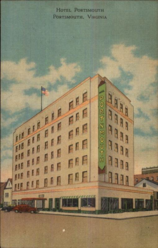 Portsmouth VA Hotel Portsmouth Linen Postcard