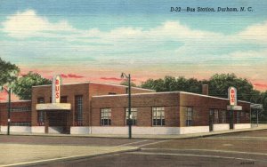 Vintage Postcard 1930's View of Bus Station Durham North Carolina N.C.