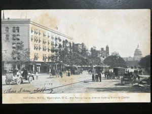 Vintage Post Card 1901-1907 National Hotel Pennsylvania Ave Washington, D.C.