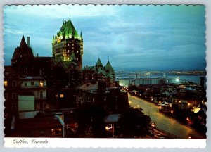 Chateau Frontenac, Night View, Quebec City Canada, Chrome Postcard, NOS