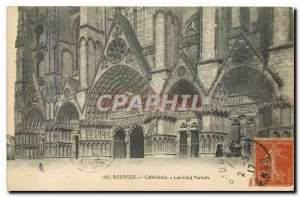 Old Postcard Bourges Cathedrale Five Gates