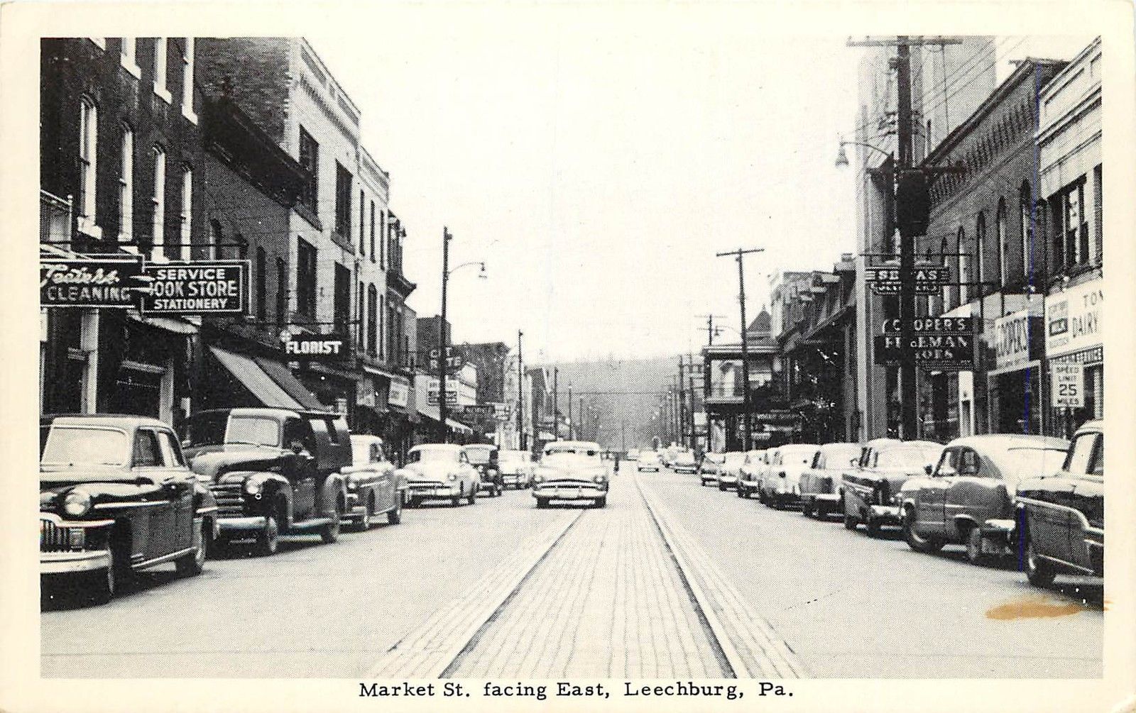 1940s Postcard; Market Street Scene, Leechburg PA Armstrong County