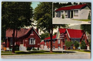 Provo Utah Postcard V & E Motel West South Roberts Hotel Dual View c1940 Vintage