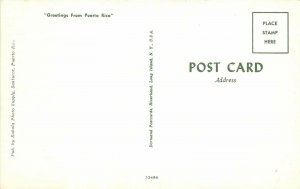 PUERTO RICO 1950s Map Greetings Postcard