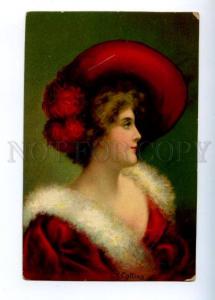 161264 Belle Lady in Red Dress & Hat by COLLINS Vintage PC