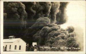 Burkburnett New Town TX Oil Well Fire c1920 Real Photo Postcard