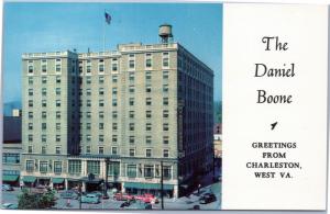 postcard WV -The Daniel Boone, Capitol and Washington Streets, Charleston hotel