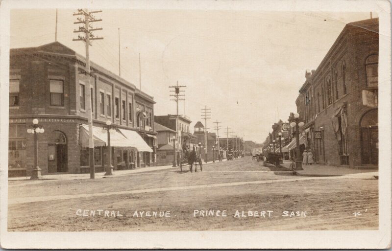 Prince Albert SK Central Avenue JC?  RPPC c1917 Military Cancel Postcard F29