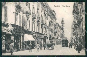 Torino Città Via Roma Tram cartolina MZ6822