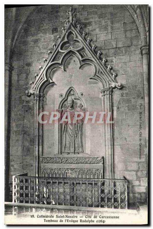Old Postcard Cathedrale Saint Nazaire Carcassonne Cite Tomb of & # 39eveque R...