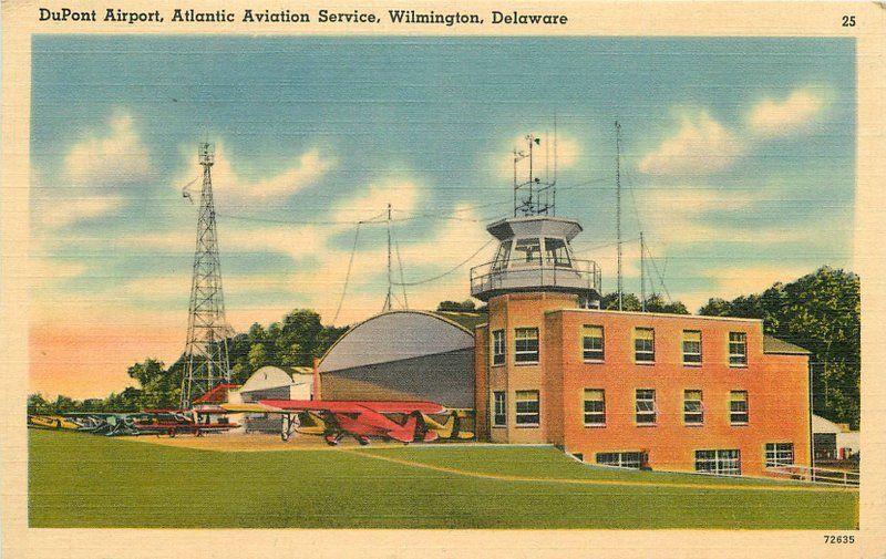 Airplanes Dupont Airport 1940s Del Mar News Wilmington Delaware linen 6774