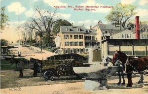 Maine Augusta Baker Memorial Fountain Market Woolworth C-1910 Postcard 22-7576