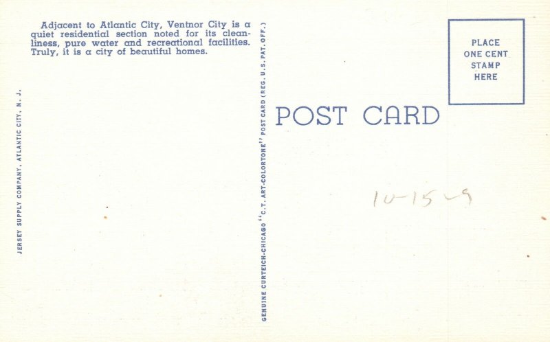 Vintage Postcard View Ventnor Pier Ventnor City Residential Section New Jersey