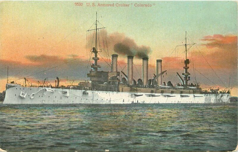 C-1910 Navy Military US Armored Cruiser #9530 Britton & Rey Postcard 21-11560