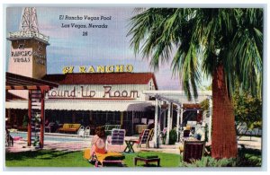 c1940 El Rancho Vegas Pool Exterior Building  Las Vegas Nevada Vintage Postcard