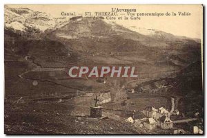 Postcard Old Thiezac panoramic view of the Valley of the Cere and train station