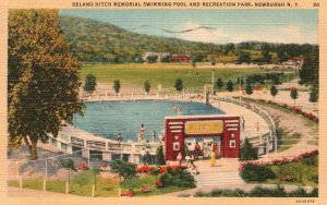 Vintage Postcard 1943 Delano Hitch Park Memorial Swimming Pool Newburgh NY