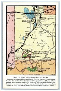 c1910 Map Utah Northern Arizona Utah UT Vintage Union Pacific System Postcard