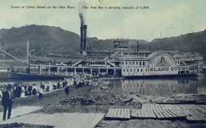 C.1900-08 Blue Sky, Coney Island, Ohio River, Island Queen Postcard F71