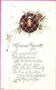 Vintage Postcard 1920 Christmas Greetings Holiday Special Celebration Wish Card