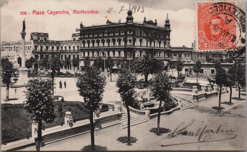 Uruguay Montevideo Plaza Cagancha Vintage Postcard C132