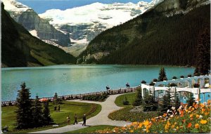 Canadian Rockies Lake Louise Victoria Glacier Swimming Pool Chateau Postcard PM 