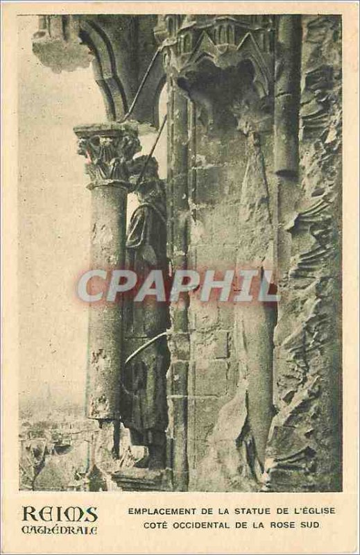 Old Postcard Reims Cathedrale location of the statue of the church western co...