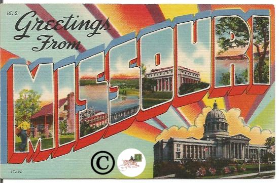 Old Big Letter Postcard Greetings From Missouri Large Letter Linen Postcard