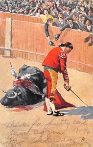 A Bull fight after the original drawings by Frank Dean Tarjeta Postal Bullfig...