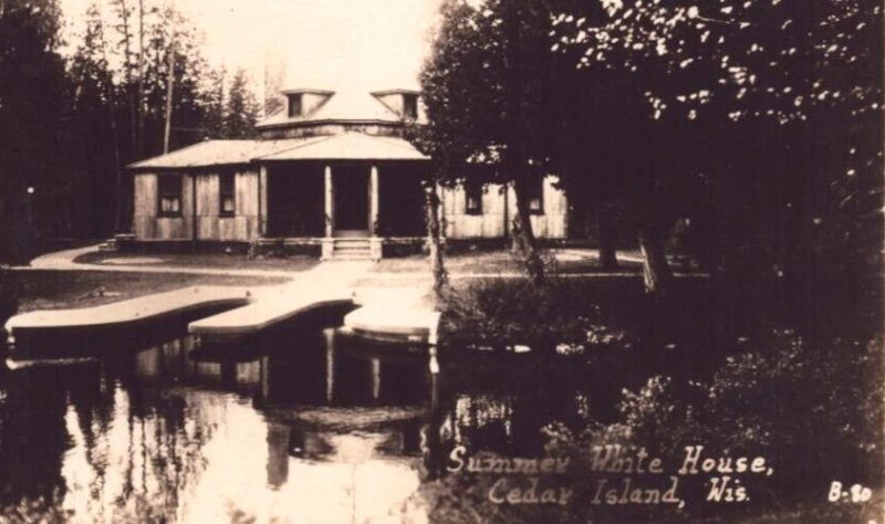 Wisconsin RPPC Real Photo Postcard - Summer White House - Cedar Island -Coolidge