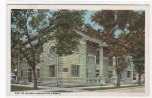 Baptist Church Manhattan Kansas 1920c postcard