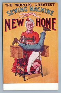 WORLD'S GREATEST NEW HOME SEWING MACHINE CO ADVERTISING ANTIQUE POSTCARD