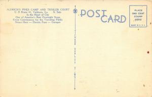 Valdosta Georgia 1940s Postcard Aldrich's Pines Camp & Trailer Park Court