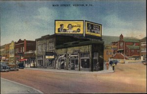 Weirton West Virginia WV Main Street Gulf Ford Billboards Linen Vintage Postcard
